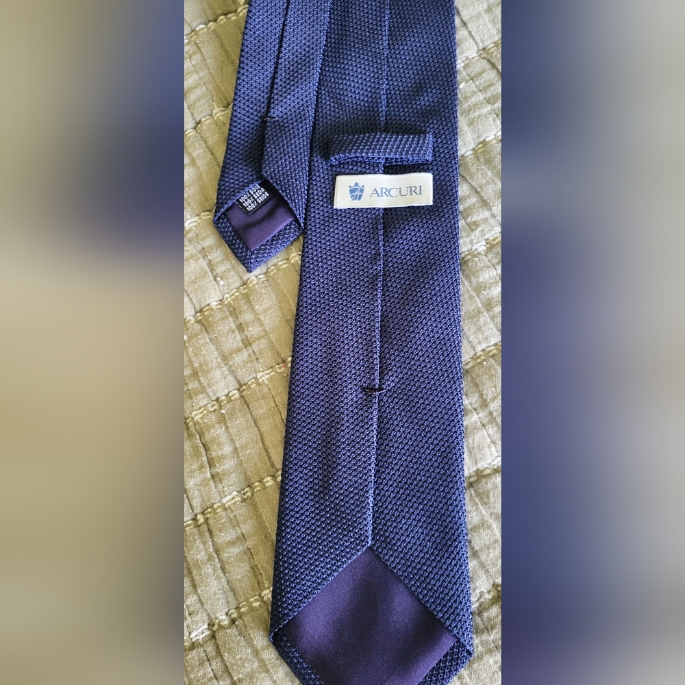 Arcuri Navy Blue Textured Tie, 100% Silk